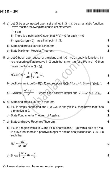 Check spelling or type a new query. Complex Analysis 2011-2012 MA Mathematics Semester 2 question paper with PDF download | Shaalaa.com