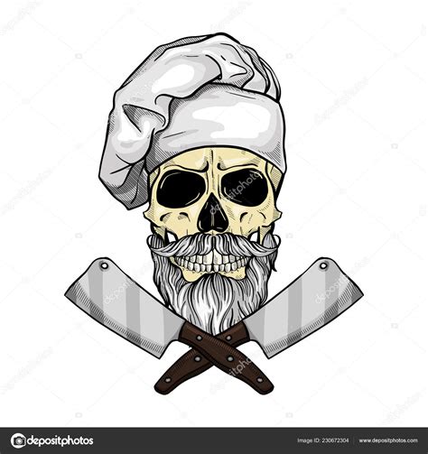 Con dos cuchillos especiales de queso sistema magnético/ correa de cuero.o accesorio adecuado: Tatuje De Calavera Con Dos Cuchillos Con Gorro De Chef ...