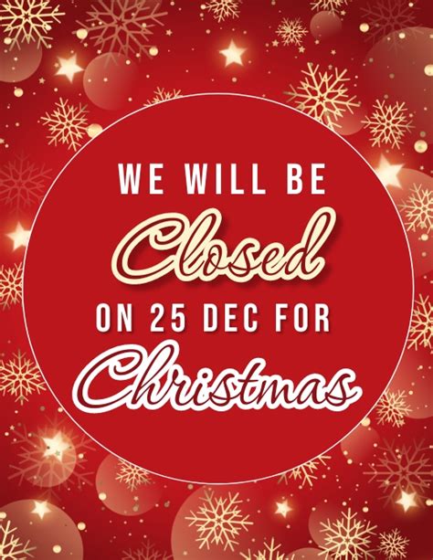 Copy Of Christmas Day Shop Closed Notice Template Postermywall