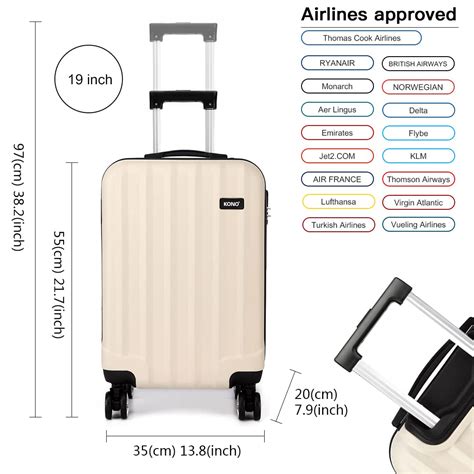Kono 20 Inch Cabin Hand Luggage Super Lightweight Abs Suitcase 4 Wheels