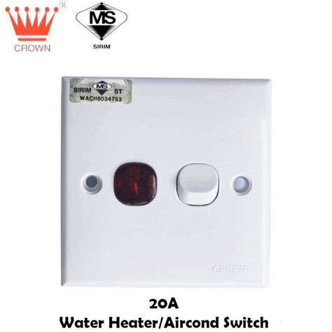 Crown 20a Switch Outlet Double Pole Switch 1 Gang Water Heater Or