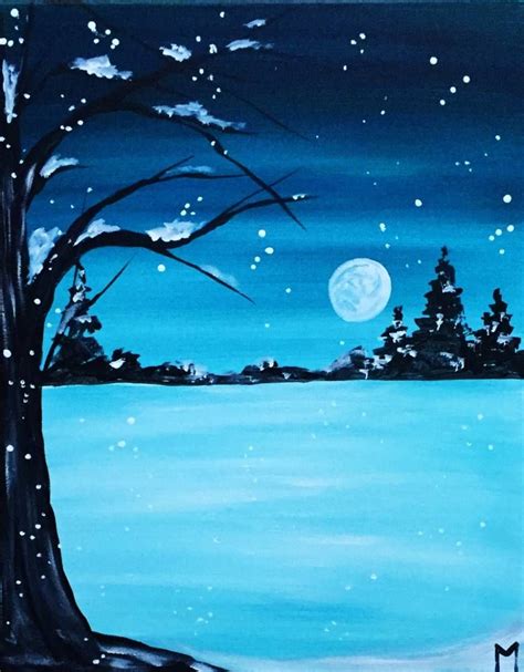 Best winter art projects and painting ideas for kids. Simple Snow | Winter landscape painting, Canvas painting landscape, Winter scene paintings