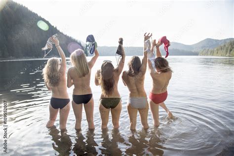 Babe Women Taking Off Bikini Tops Lost Lake Oregon USA Stock Photo Adobe Stock