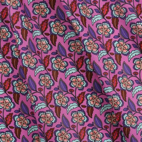 Fushia Flower Print Bloomsbury Square Dressmaking Fabric