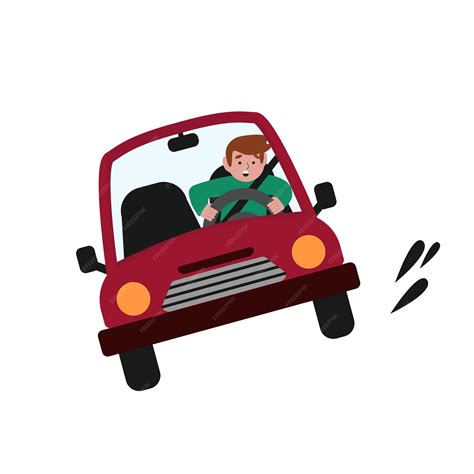 Premium Vector A Man Driving A Car At Speed Vector Illustration In