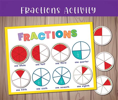 Fraction Activities Counting Activities Learning Fractions Matching