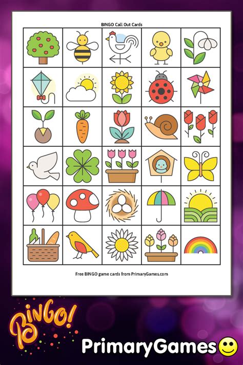 Spring Bingo Game Call Out Sheet • Free Printable Game Bingo Games