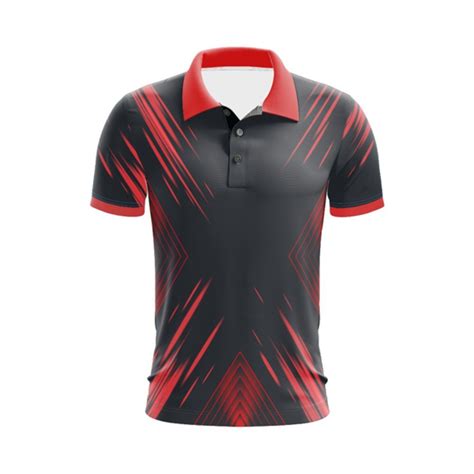 Polyester Red And Black Mens Polo Neck Sublimation T Shirt Size