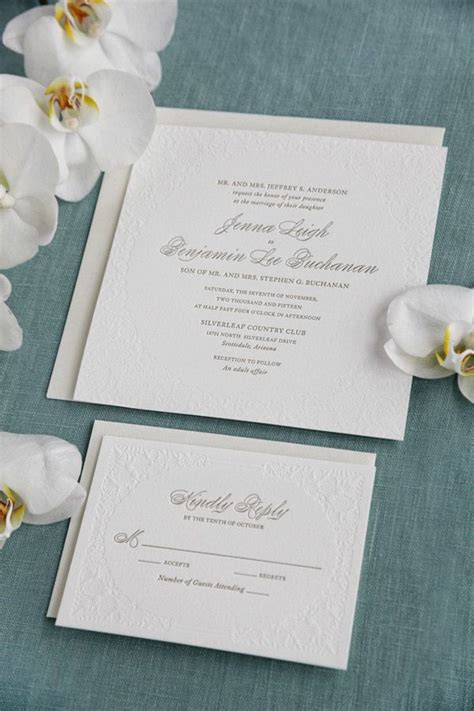 Elegant Letterpress Wedding Invitation Etsy Letterpress Wedding
