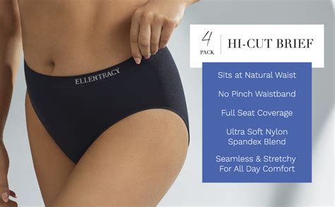 Ellen Tracy Womens Hi Cut Brief Panties Breathable Seamless Underwear