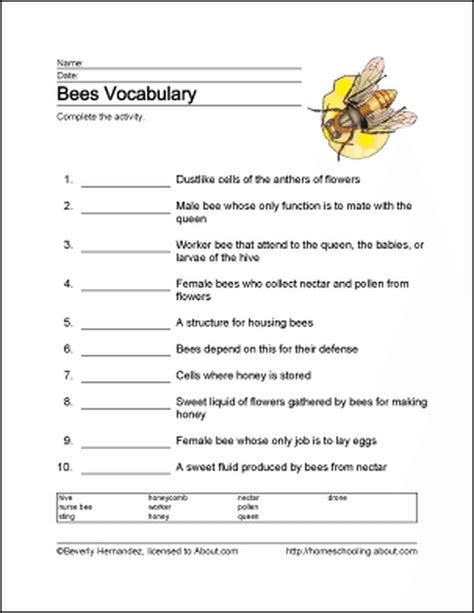 Worksheets On Bees