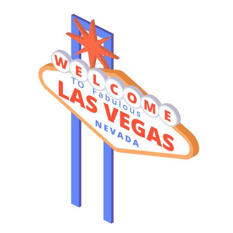 Signboard Welcome To Las Vegas In Isometric Style On A White Background