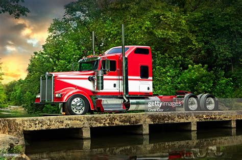 Semitruck Driving On Bridge Over River High Res Stock Photo Getty Images