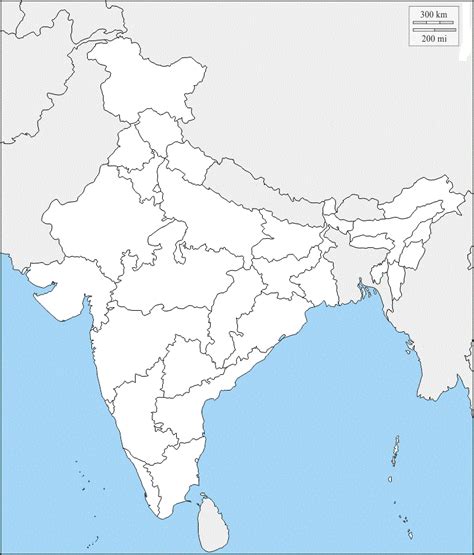 Blank Map Of India Outline Map Of India Whatsanswer