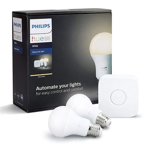 Philips Hue White 2 Pack Led Smart Bulb A60 Starter Kit Edison