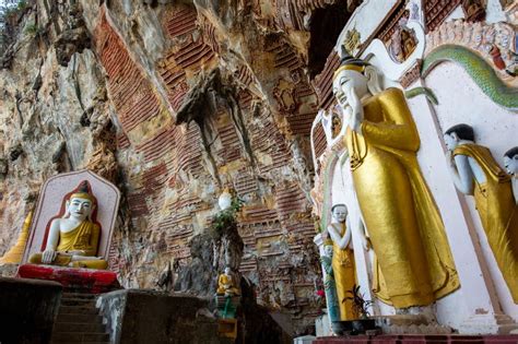 The Buddha Sits In The Kaw Goon Cave In Hpa An Town Kayin State