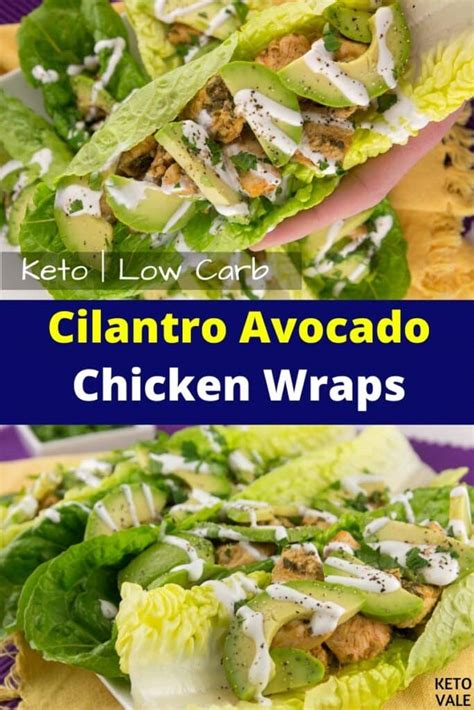 While the chicken cooks, make the avocado topping by combining the diced avocadoes with shallots, cilantro, lime juice and salt in a medium bowl. Easy Keto Cilantro Avocado Chicken Wraps Low Carb Recipe ...