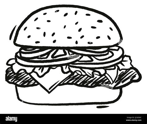 Burger Hand Drawn Outline Doodle Icon Grilled Hamburger Fast Food