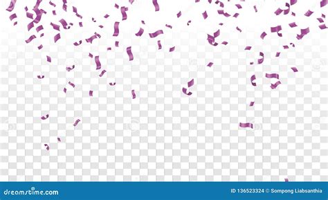 Falling Shiny Purple Confetti Isolated On Transparent Background Stock