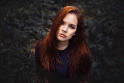 Wallpaper Face Women Redhead Long Hair Blue Eyes Miro Hofmann