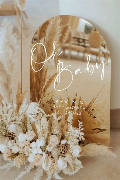 Gold Mirror Acrylic Baby Shower Welcome Sign Oh Baby Welcome Etsy