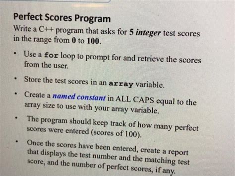 Solved Perfect Scores Program Write A C Program That Asks Chegg Com