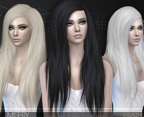 Stealthic Misery Hair In 2020 Sims Hair Womens Hairstyles Sims 4