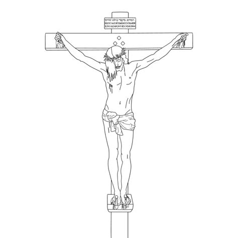 Jesus Christ Crucified Dead On The Cross Vector Illustration Outline