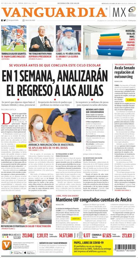Periódico Vanguardia México Periódicos De México Edición De Jueves