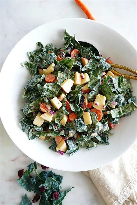 Chopped Kale Salad With Tahini Dressing Its A Veg World After All®