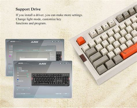 Ajazz Ak510 Retro Game Wired Rgb Mechanical Keyboard 104 Key Pbt Ball