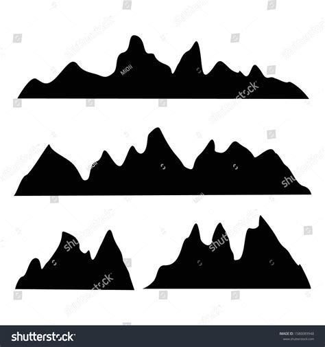 Mountain Silhouettes Isolated On White Set Vetor Stock Livre De