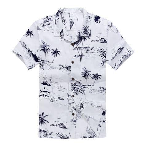 Hawaiian Shirt Aloha Shirt In White Map