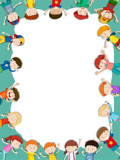Border Template With Happy Children In Background 431720 Vector Art At