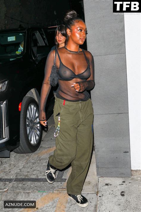 Justine Skye Sexy Seen Flashing Her Nude Breasts After Dinner In Los