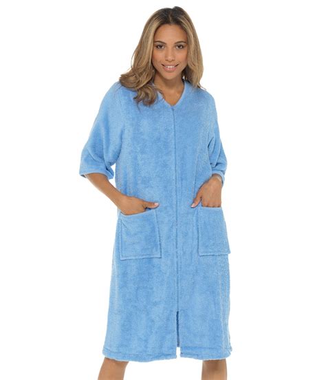 Undercover Towelling Dressing Gown Cotton Zip Up Terry Toweling Bathrobe Ebay