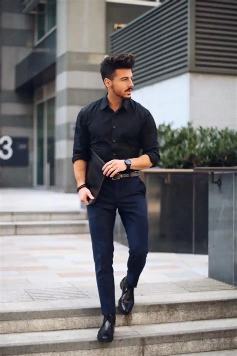 details 75 black trousers with blue shirt in cdgdbentre