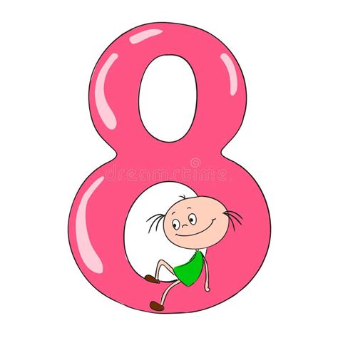 Funny Numbers With Cartoon Characters Children 3 Stock Illustration