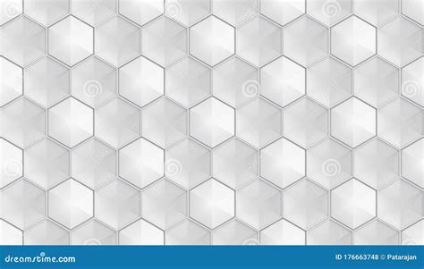3d Rendering Seamless Modern Gray Hexagonal Shape Pattern Tile Design