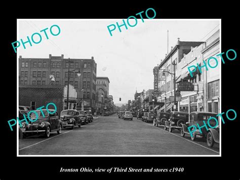 Old Large Historic Photo Of Ironton Ohio View Of Third Street And Stores