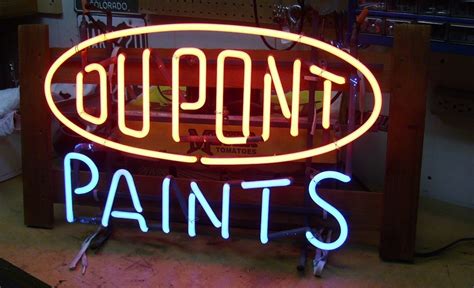 Dupont Paints Neon Sign In Original Packing Crate 2nd Owner