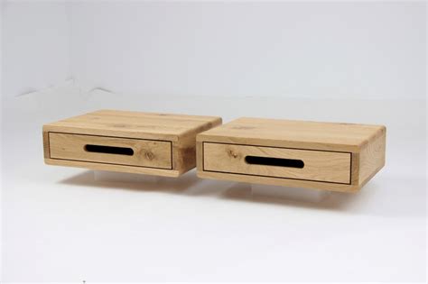 Pair Of Floating Wild Oak Side Tables Solid Wood Bedside Etsy