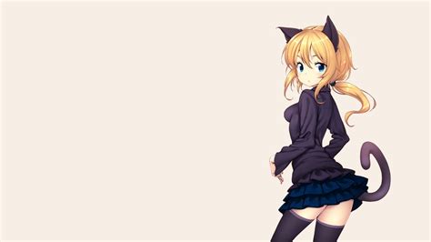 Anime Girls Nekomimi Cat Girl Fangs Pink Eyes Wallpap