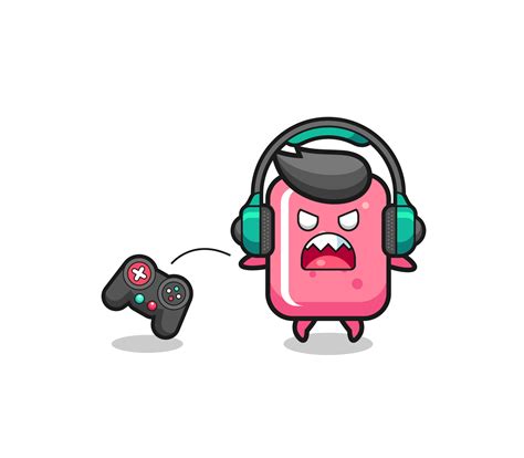 Bubble Gum Gamer Mascot Is Angry 4424124 Vector Art At Vecteezy