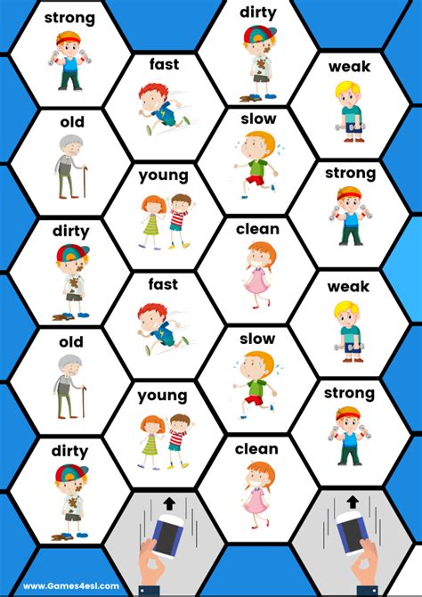 A Printable Esl Board Game About Adjectives For Beginner English