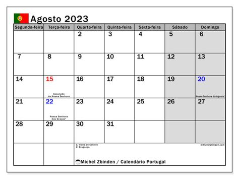 Calendário De Agosto De 2023 Para Imprimir “484ds” Michel Zbinden Pt