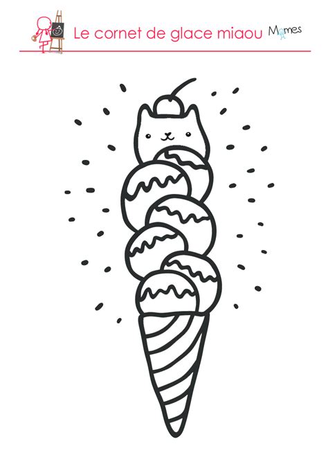 Miam… un cornet avec 3 boules de glace. Coloriage : le cornet de glace - Momes.net