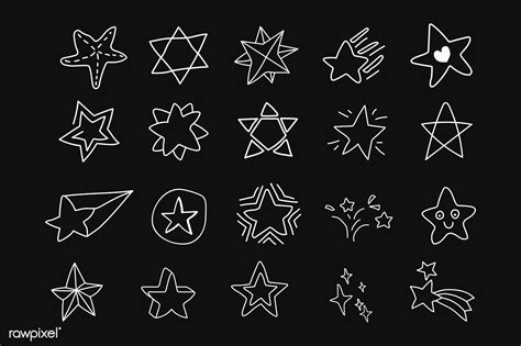 Hand Drawn White Star Vectors Collection Free Image By