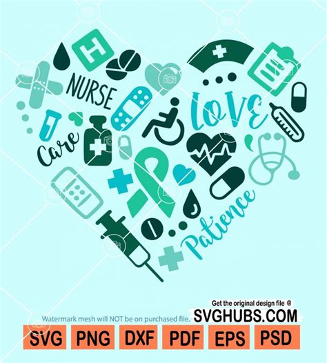 Nurse Heart Svg Nurse Life Svg Medical Symbols Heart Svg Nurse Love