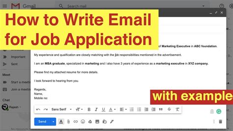 The major purpose of writing an email for job application is to let the hiring manager know some of the important things, which should definitely be a part of your job email: how to write email for applying job application - YouTube